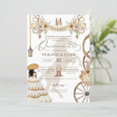 Rustic Floral Sunflower Charro Dress Quinceanera Invitation (Standing Front)