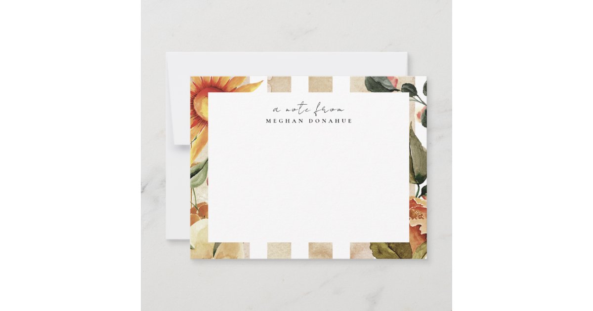 Rustic Floral Sunflower Personalized Stationery Note Card | Zazzle