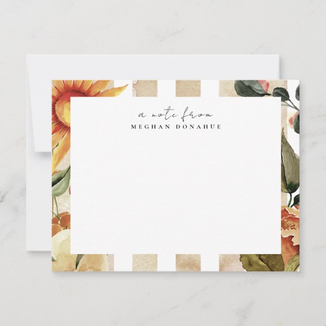Rustic Floral Sunflower Personalized Stationery Note Card (Front)