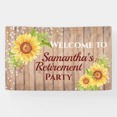 Rustic Floral Sunflower Retirement Party Banner