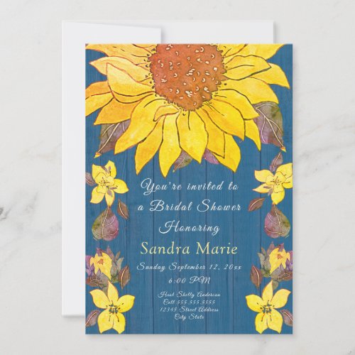 Rustic Floral Sunflower Wedding Bridal Shower Invi Invitation