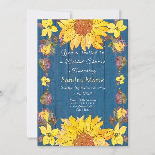Rustic Floral Sunflower Wedding Bridal Shower Invitation