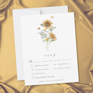 Rustic Floral Sunflower Wildflower Wedding RSVP Card