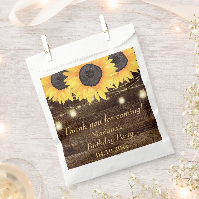 Rustic Floral Sunflowers Birthday Party Favor Bag (Clipped)