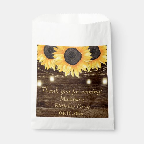 Rustic Floral Sunflowers Birthday Party Favor Bag