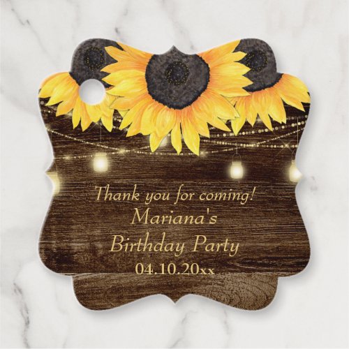 Rustic Floral Sunflowers Birthday Party Favor Tags