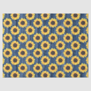 Rustic Floral Sunflowers Blue Tissue Paper