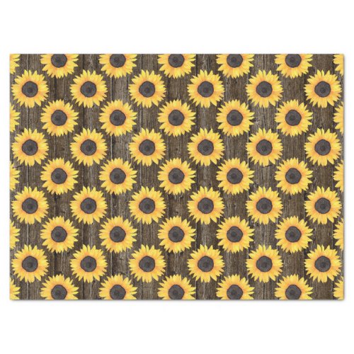 Rustic Floral Sunflowers Brown Tissue Paper