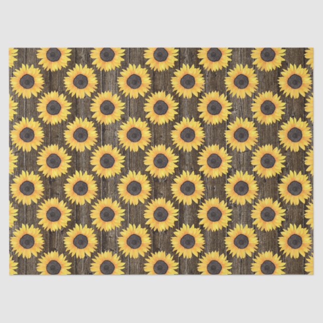 Rustic Floral Sunflowers Brown Tissue Paper (Front)