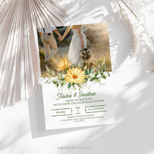 Rustic Floral Sunflowers Wedding Invitation