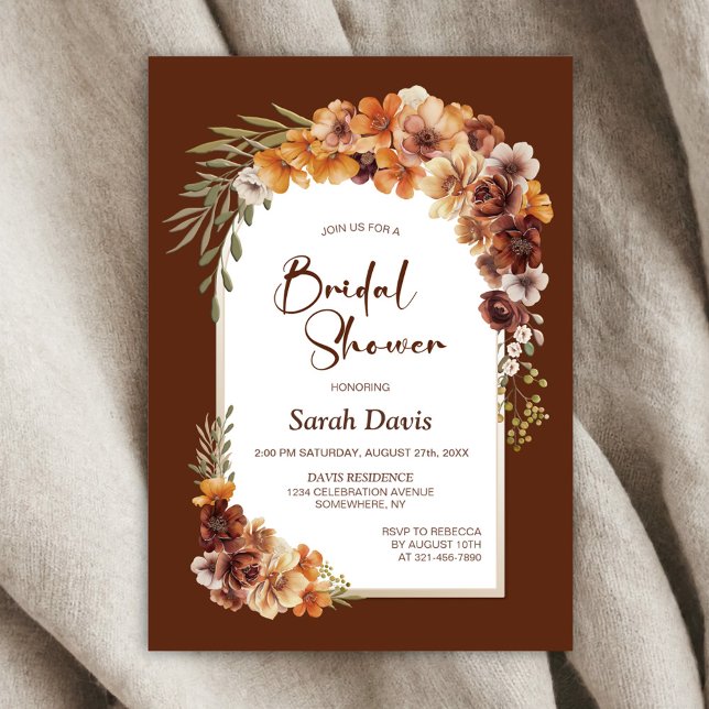 Rustic Floral Terracotta Arch Bridal Shower Invitation (Creator Uploaded)
