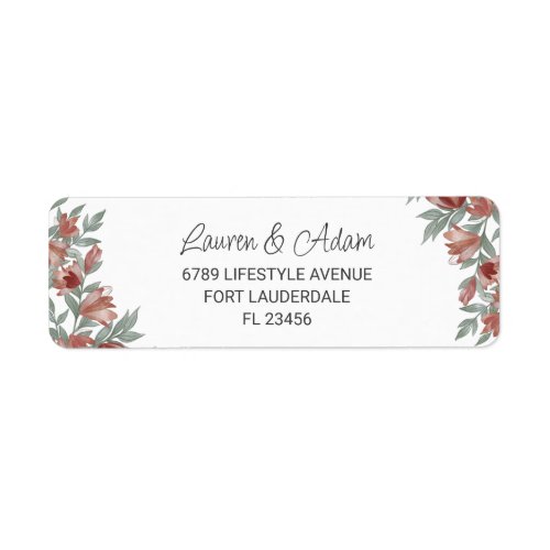 Rustic Floral Terracotta Wedding Address Label