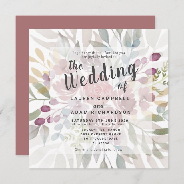 Rustic Floral Terracotta Wedding Invitation (Front/Back)