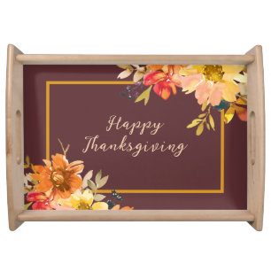 Rustic Floral Thanksgiving Serving Tray