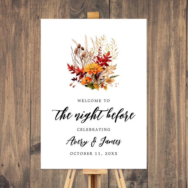 Rustic Floral The Night Before Rehearsal Dinner Foam Board (Creator Uploaded)