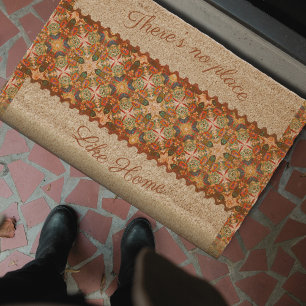 Rustic Floral There's No Place Like Home Coir Fiber Doormat