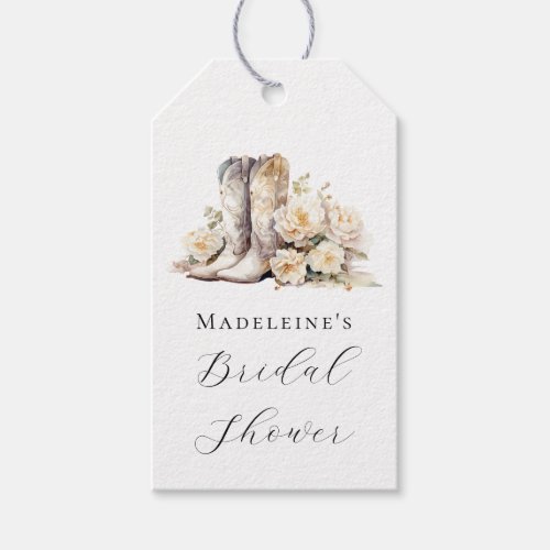 Rustic Floral Watercolor Boots Bridal Shower Gift Tags