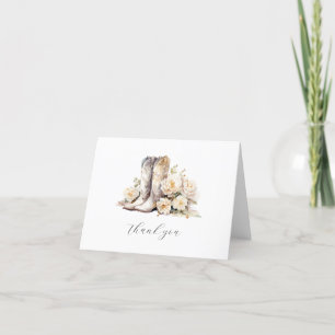 Rustic Floral Watercolor Boots Bridal Shower Letterpress Thank You Card