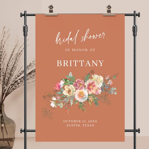 Rustic Floral Watercolor Bridal Shower Welcome Poster