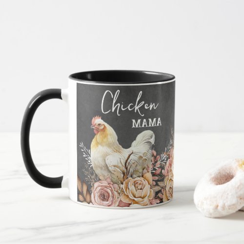 Rustic Floral Watercolor Chicken Mama Mug