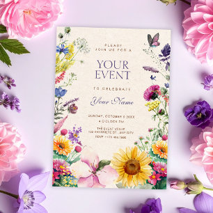 Rustic floral watercolor invitation