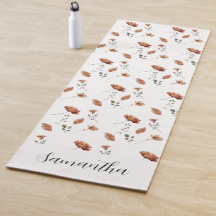 Rustic Floral Watercolor Name Yoga Mat