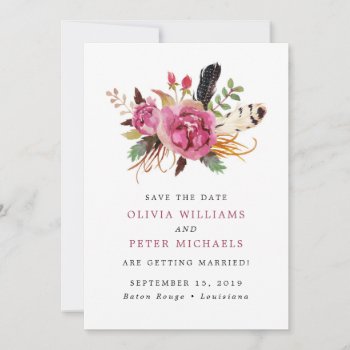 Rustic Floral Watercolor Save The Date Invitation by fancypaperie at Zazzle