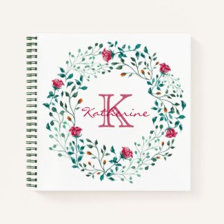 Rustic Floral Watercolor Wreath | Monogram