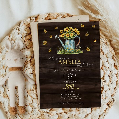 Rustic Floral Watering Can Baby Girl Shower