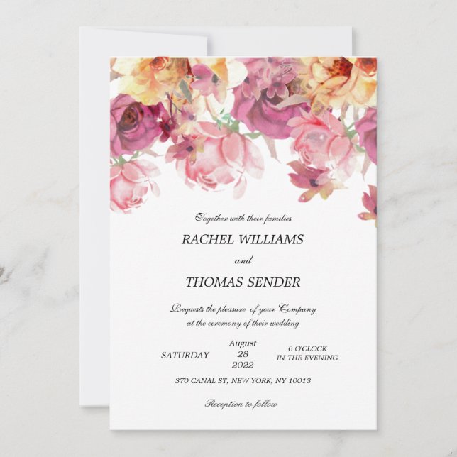 Rustic Floral Wedding Autumn Watercolor  Invitatio Invitation (Front)