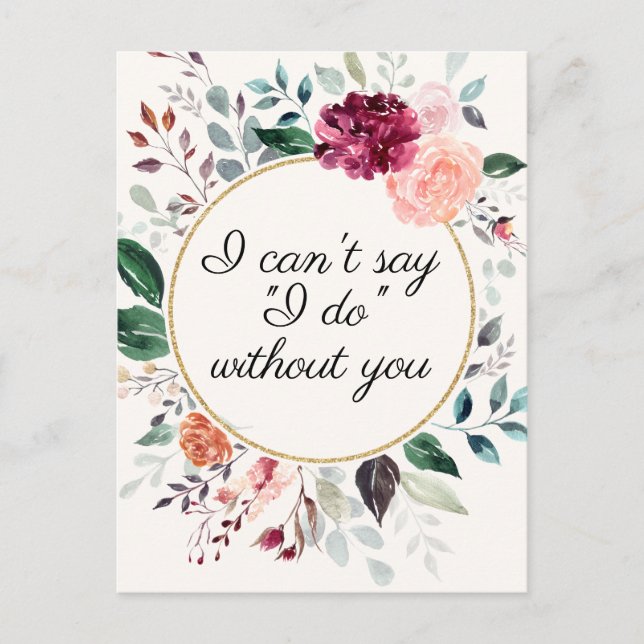 Rustic Floral Wedding Bridesmaid Proposal Card (Front)