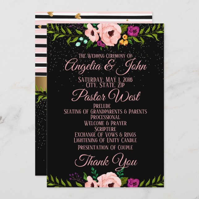 Rustic  Floral Wedding Ceremony Invitation (Front/Back)