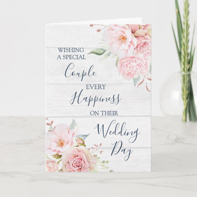 Rustic Floral Wedding Day Congratulations Card (Front)