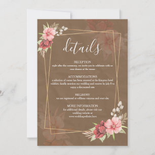 Rustic Floral Wedding Details Card