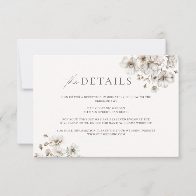 Rustic Floral Wedding Details Enclosure Card (Front)