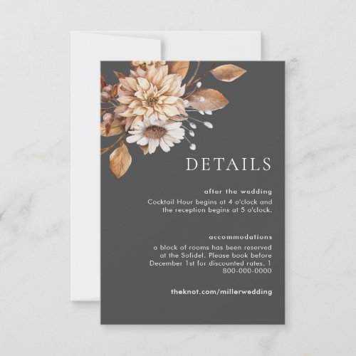 Rustic Floral Wedding Details Enclosure Cards