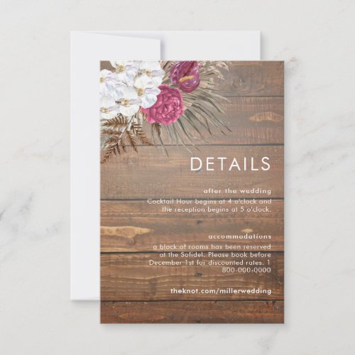 Rustic Floral Wedding Details Enclosure Cards