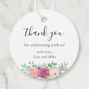 Rustic Floral Wedding Favor Thank You Round Favor Tags