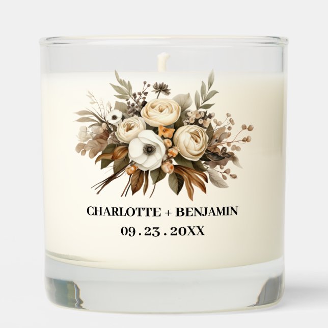 Rustic Floral Wedding Favors Souvenir Scented Candle (Front)