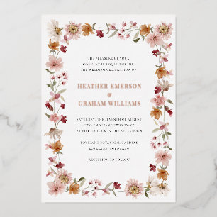 Rustic Floral Wedding Foil Invitation