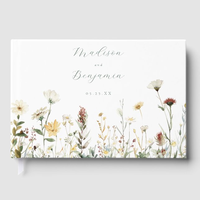 Rustic Floral Wedding Guest Book (Front)