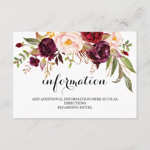 Rustic Floral Wedding InformationDetails 2_Side_1 Enclosure Card
