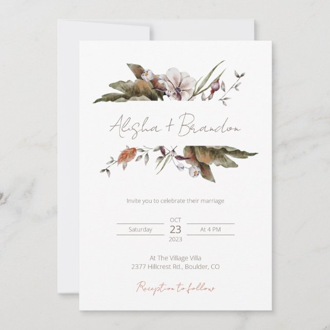 Rustic Floral Wedding Invitation (Front)
