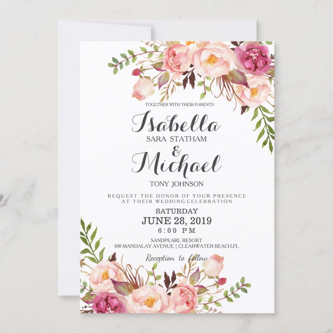 Rustic Floral Wedding Invitation | Zazzle