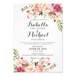 Rustic Watercolor Floral Wedding Invitations
