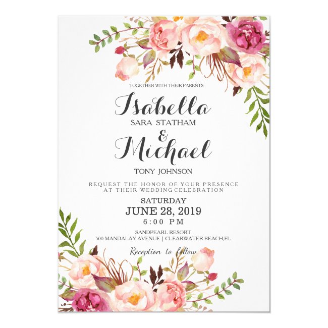 Rustic Floral Wedding Invitation