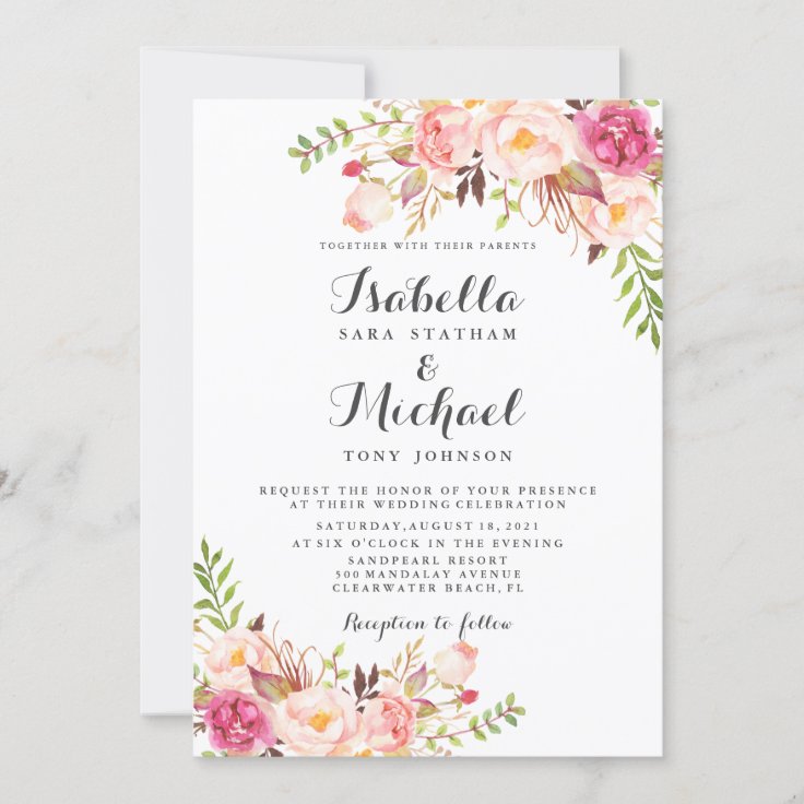 Rustic Floral Wedding Invitation | Zazzle