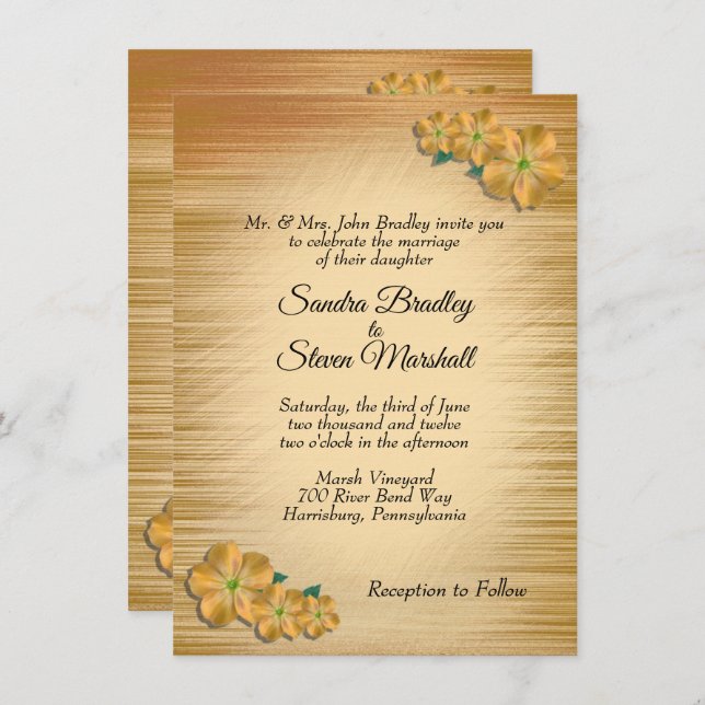 Rustic Floral Wedding Invitation (Front/Back)