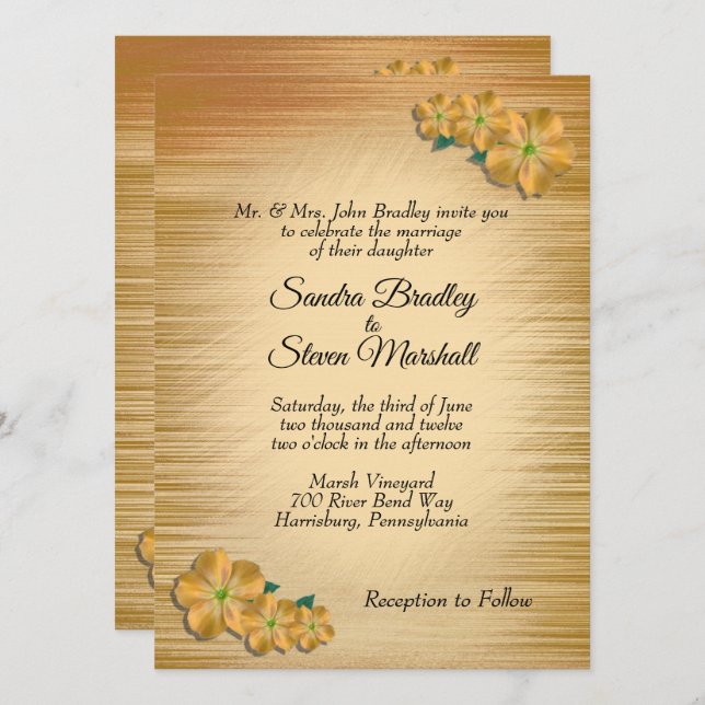 Rustic Floral Wedding Invitation (Front/Back)