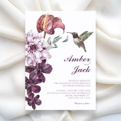 Rustic floral wedding invitation